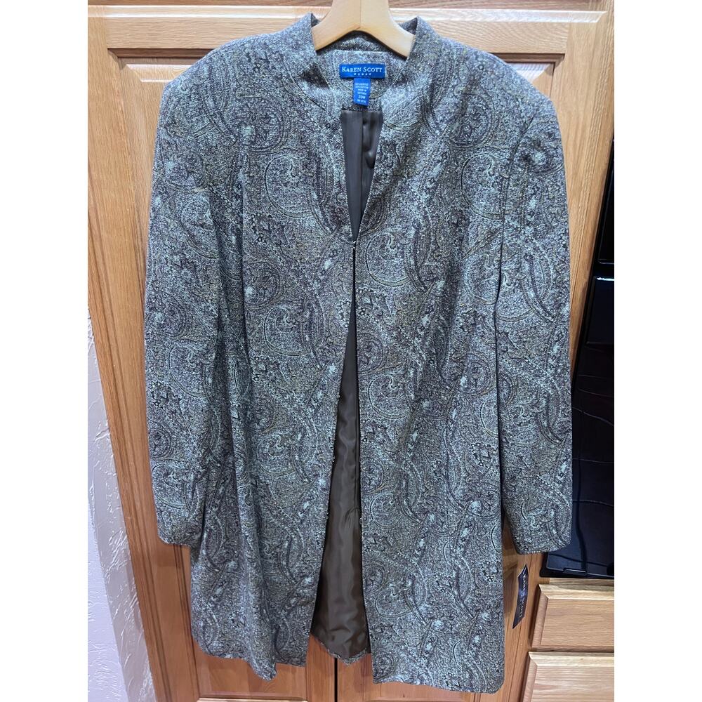 Karen Scott Women's Paisley Pattern Coat | Plus Size 20W